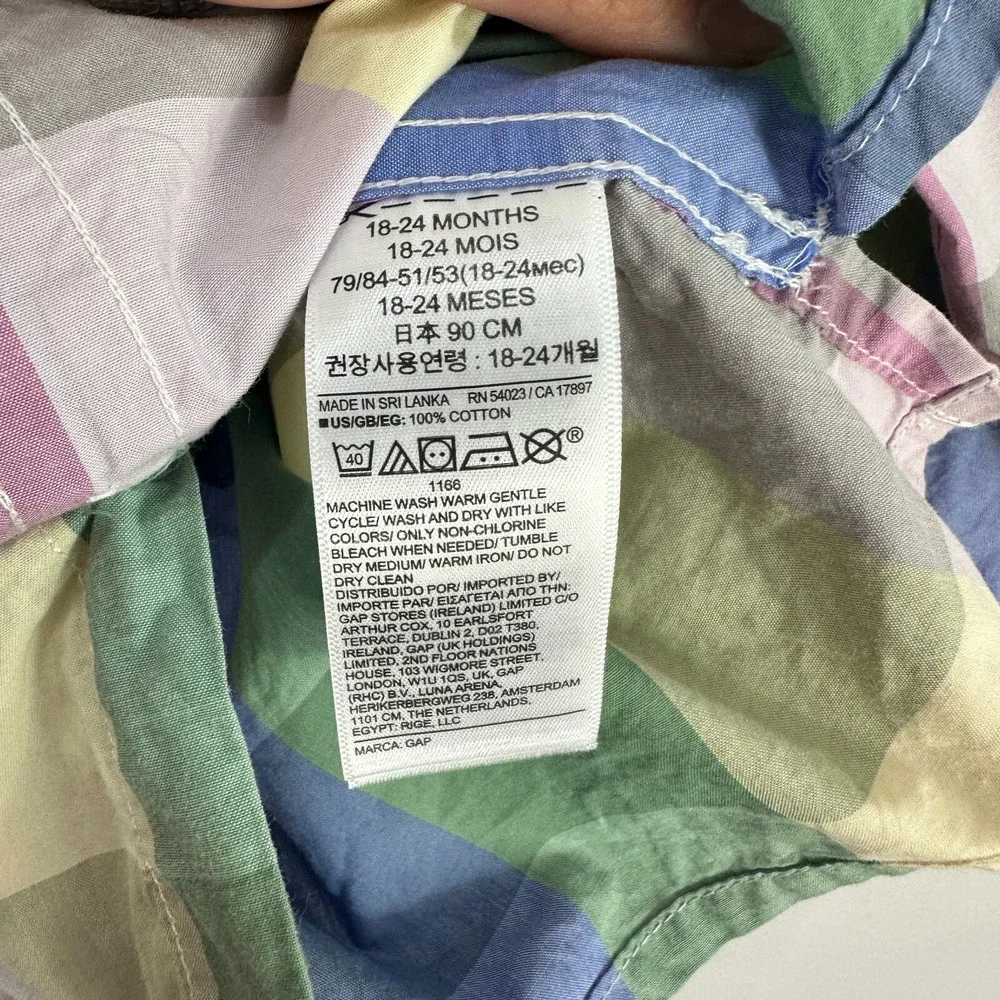 baby GAP Shirt 18-24 Months‎ Madras Plaid Cotton Button Down Preppy Spring